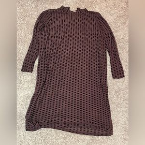 Lane Bryant Purple Black Dot Mesh Mock Neck Sheath Dress 26/28